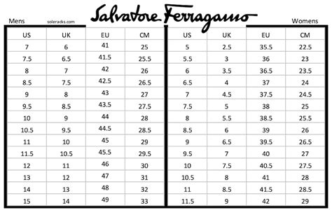 salvatore ferragamo shoe size guide.